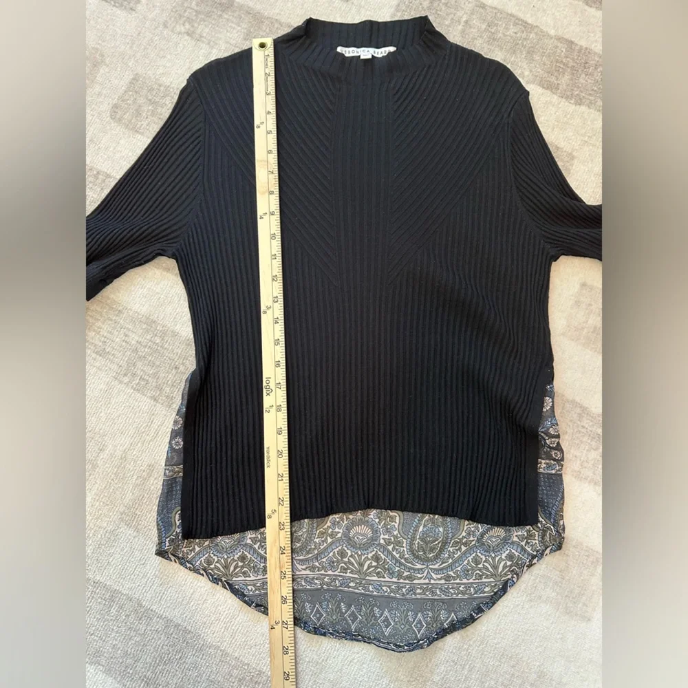 Veronica Beard Moon Mixed Media Sweater Black (Size L)
